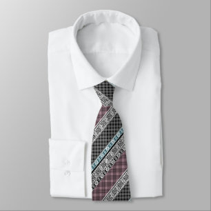 Black and white brown patchwork lace tie