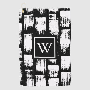 Black and White Brush Abstract Golf Towel
