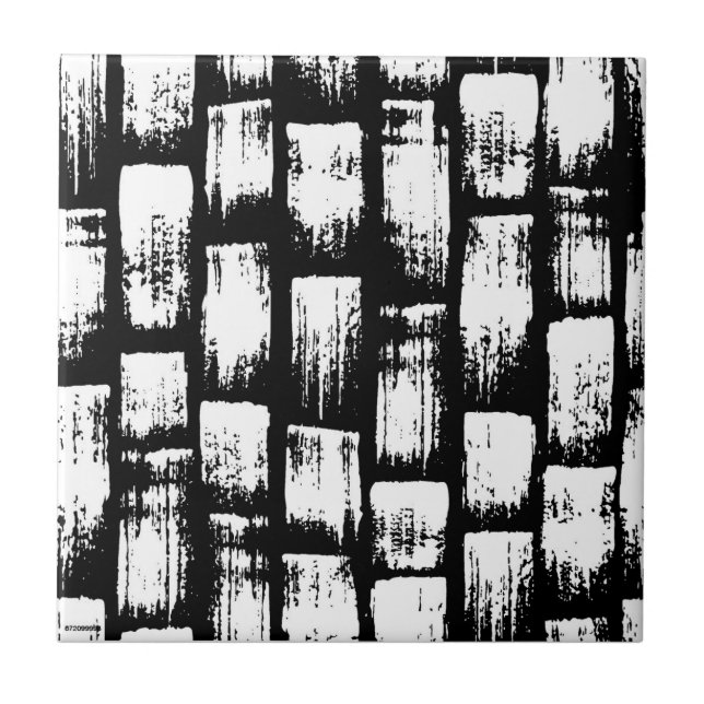 Black and White Brush Abstract Tile (Front)