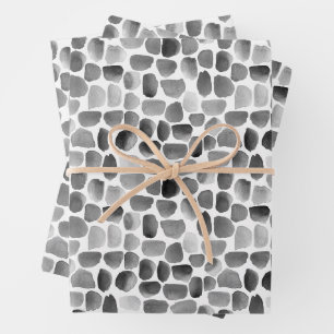 Black and White Brush Strokes Wrapping Paper Sheet