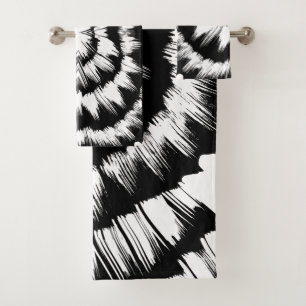 Black and White brushed Bath Towel Set