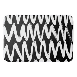 Black and White brushed texture  Bath Mat