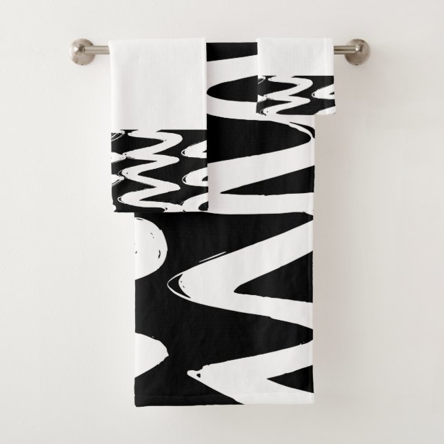Black and White brushed texture  Bath Towel Set (Insitu)