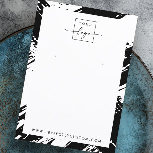 Black and white brushstrokes earring display card