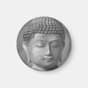 Black And White Buddha Face Statue Formed By Lines Magnet