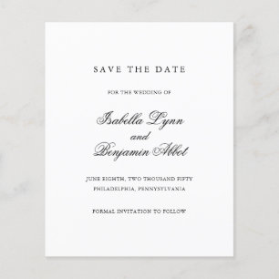 Black and White Budget Wedding Save The Date