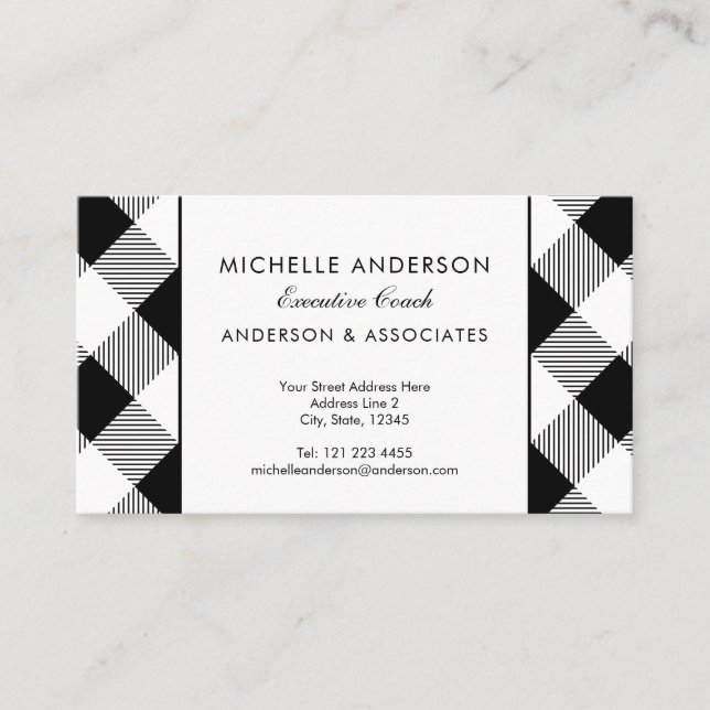 Black and White Buffalo Check Business Consultant Card (Front)