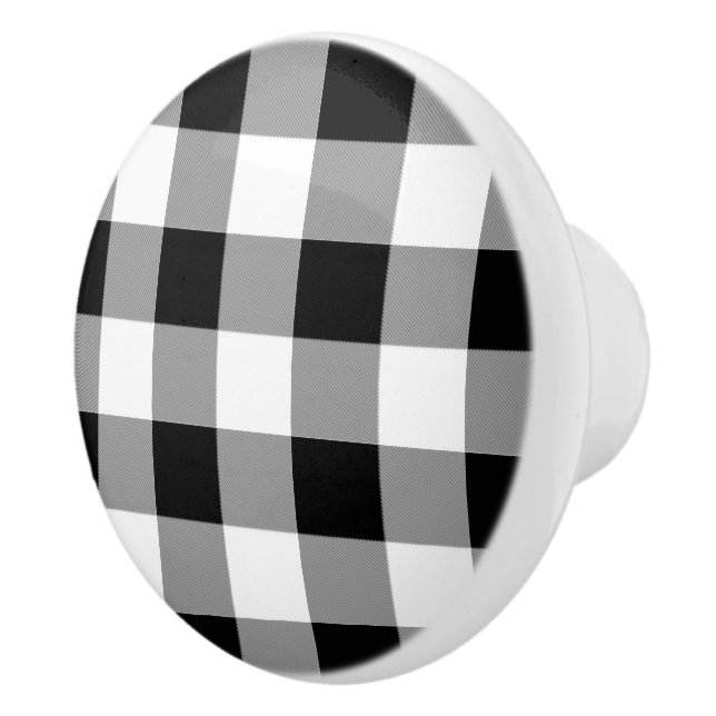 Black and White Buffalo Check Ceramic Knob (Right)