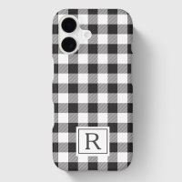 Black and White Buffalo Check Custom Initial