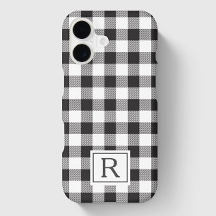 Black and White Buffalo Check Custom Initial