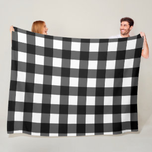 Black and White Buffalo Check Fleece Blanket