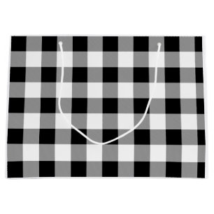 Black and White Buffalo Check Large Gift Bag