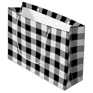 Black and White Buffalo Check Large Gift Bag