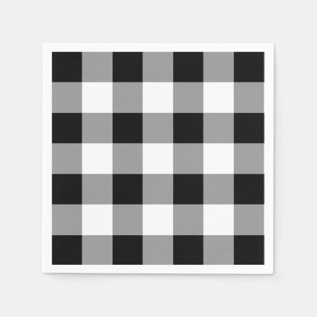 Black and White Buffalo Check Napkin (Front)