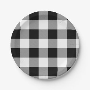 Black and White Buffalo Check Paper Plate