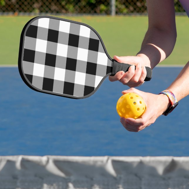 Black and White Buffalo Check Pickleball Paddle (Insitu)