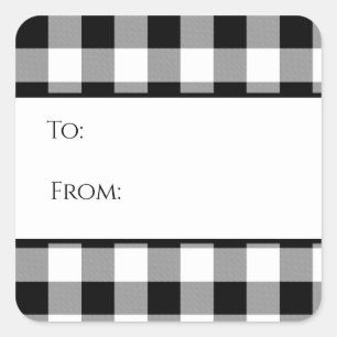 Black and White Buffalo Check Plaid Gift Tag
