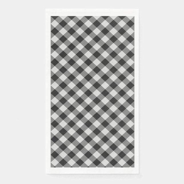 Black and White Buffalo Check Plaid Napkin (Front)