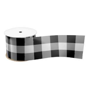Black and White Buffalo Check Satin Ribbon