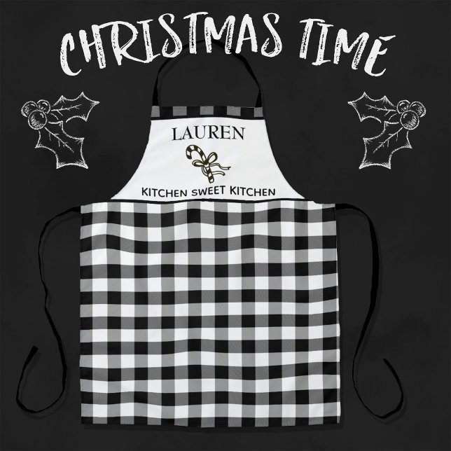 Black and White Buffalo Check Sweet Kitchen Apron (Creator Uploaded)