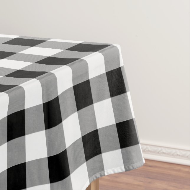 Black and White Buffalo Check Tablecloth (In Situ)