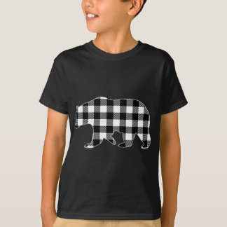 Black And White Buffalo Plaid Bear Christmas Pajam T-Shirt