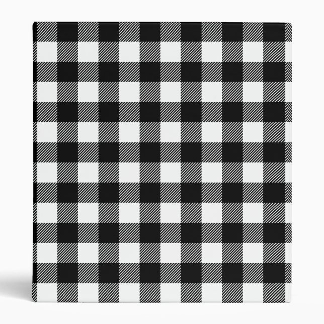 Black and White Buffalo Plaid Binder (Front)