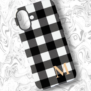 Black and White Buffalo Plaid Check iPhone 16 Plus Case
