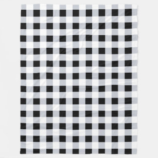 Black and White Buffalo Plaid Check Farmhouse Fleece Blanket