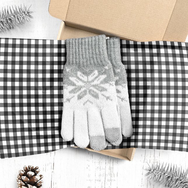 Black and White Buffalo Plaid Christmas Tissue Paper (Creator Uploaded)