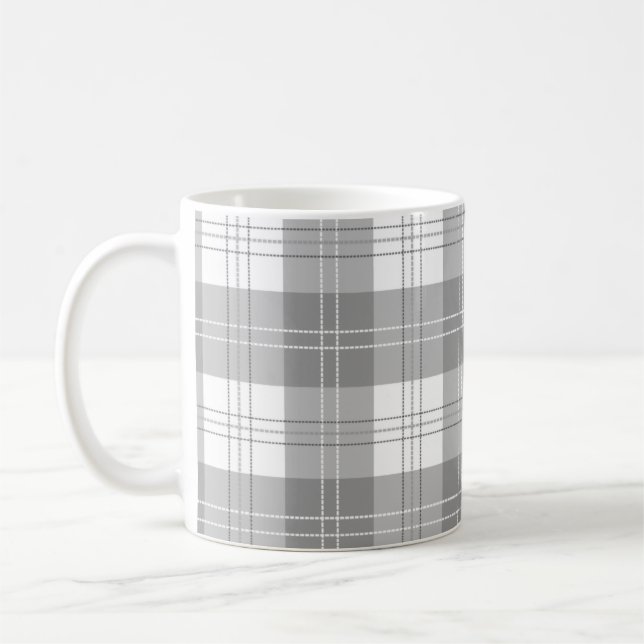 Black and White Buffalo Plaid Coffee Mug (Left)