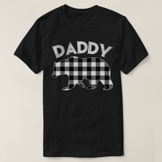 Black And White Buffalo Plaid Daddy Bear Christmas T-Shirt (Design Front)