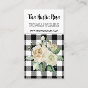 Black and White Buffalo Plaid Farmhouse Business C Card