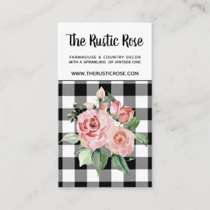 Black and White Buffalo Plaid Farmhouse Business Card