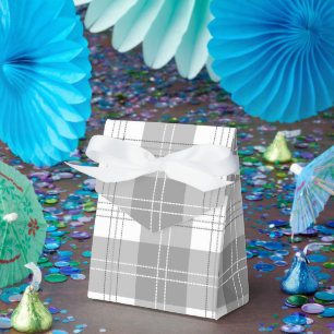 Black and White Buffalo Plaid Favor Box