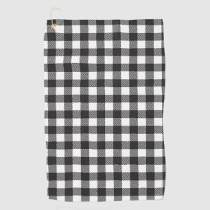 Black and White Buffalo Plaid Golf Towel
