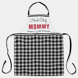 Black and White Buffalo Plaid Mommy Personalized Apron