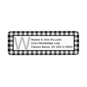 Black and White Buffalo Plaid Monogrammed Address