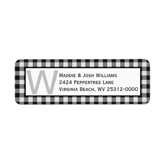 Black and White Buffalo Plaid Monogrammed Address (Front)