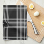 Black and white buffalo plaid monogrammed kitchen towel<br><div class="desc">Rustic black and white buffalo plaid pattern,  personal Kitchen towel
You can personalize it and add your own monogram</div>