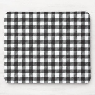 Black and White Buffalo Plaid Mouse Pad