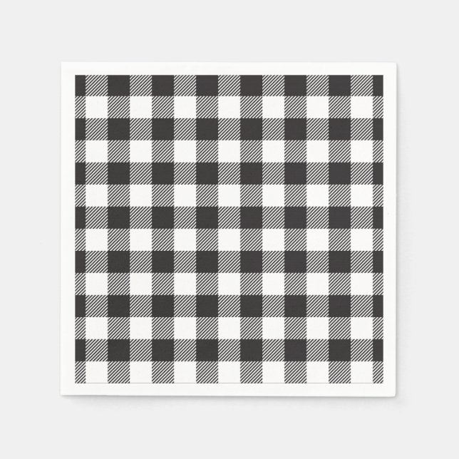 Black and White Buffalo Plaid Napkins (Front)