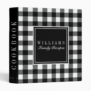 Black and White Buffalo Plaid Recipe Cookbook Binder