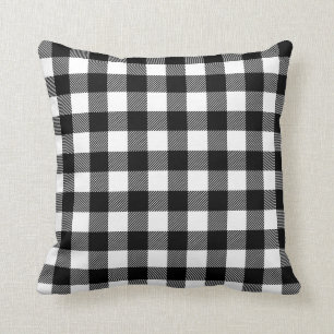 Black and White Buffalo Plaid Throw Pillow