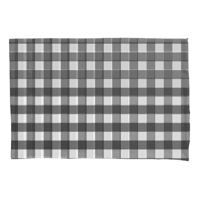 Black and White Buffalo Plaid Throw Pillow Pillowcase (Front-Left)