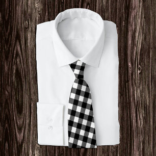 Black and White Buffalo Plaid Tie, Chequered Tie