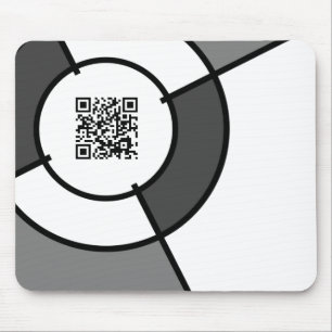 black and white bullseye QR code Mouse Pad