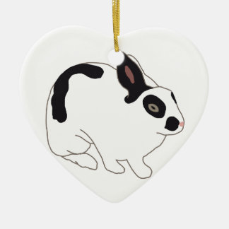 Black and White Bunny Rabbit Ceramic Ornament