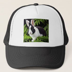 Black And White Bunny Rabbit, Trucker Hat