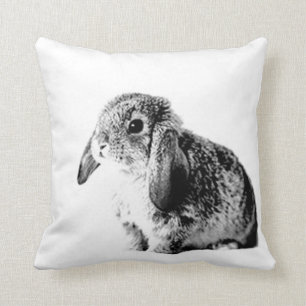 Black and White Bunny Throw Pillow